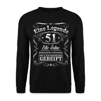 Legende 51 Jahre 51. Geburtstag Männer Frauen - Unisex Pullover - Schwarz - Vorne - Alina (178cm) & Michal (187cm)