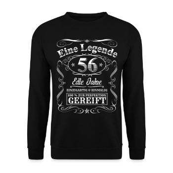 Legende 56 Jahre 56. Geburtstag Männer Frauen - Unisex Pullover - Schwarz - Vorne - Alina (178cm) & Michal (187cm)