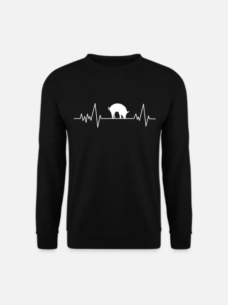 Herzschlag Schwein Puls Bauernhof EKG Geschenk - Unisex Pullover - Schwarz