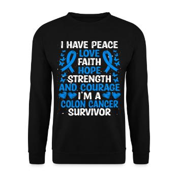 Cancer Survivor Love Colon Cancer Awareness - Unisex Pullover - Schwarz - Vorne - Alina (178cm) & Michal (187cm)