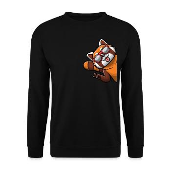 Kawaii Roter Panda - Unisex Pullover - Schwarz - Vorne - Alina (178cm) & Michal (187cm)