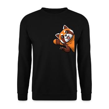 Kawaii Roter Panda - Unisex Pullover - Schwarz - Vorne - Alina (178cm) & Michal (187cm)
