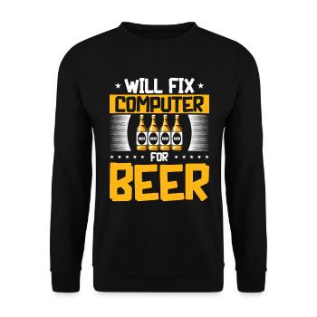 Will Fix Computer Beer Programmierer IT Support - Unisex Pullover - Schwarz - Vorne - Alina (178cm) & Michal (187cm)