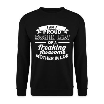 Proud son-in-law of a mother-in-law - Unisex Sweatshirt - black - Front - Alina (178cm) & Michal (187cm)