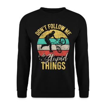 Ne me suivez pas drôle bmx VTT - Sweat-shirt Unisexe - noir - Devant - Alina (178cm) & Michal (187cm)