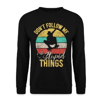 Dont Follow Me Funny Skateboard Skateboarding - Unisex Sweatshirt - black - Front - Alina (178cm) & Michal (187cm)