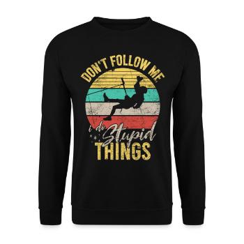 Ne me suivez pas drôle d’alpinistes d’escalade - Sweat-shirt Unisexe - noir - Devant - Alina (178cm) & Michal (187cm)