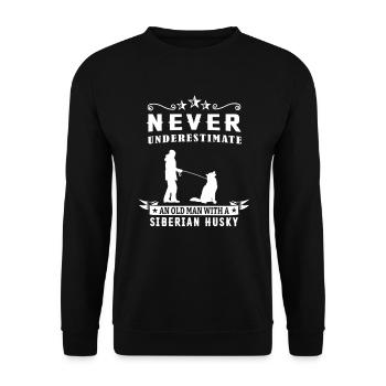 Husky Sibirischer Husky Hund Geschenk - Unisex Pullover - Schwarz - Vorne - Alina (178cm) & Michal (187cm)