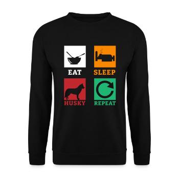 Husky Sibirischer Husky Hund Geschenk - Unisex Pullover - Schwarz - Vorne - Alina (178cm) & Michal (187cm)