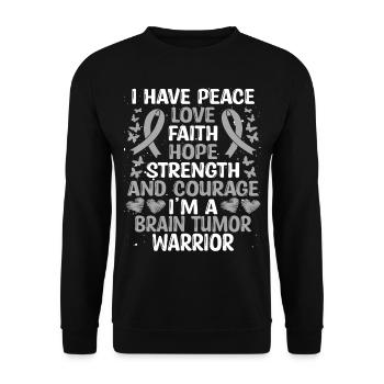 Brain Tumor Warrior Glioblastoma Awareness Ribbon - Unisex Sweatshirt - black - Front - Alina (178cm) & Michal (187cm)