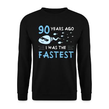 90 years ago I was the fastest 90th birthday - Unisex Sweatshirt - black - Front - Alina (178cm) & Michal (187cm)