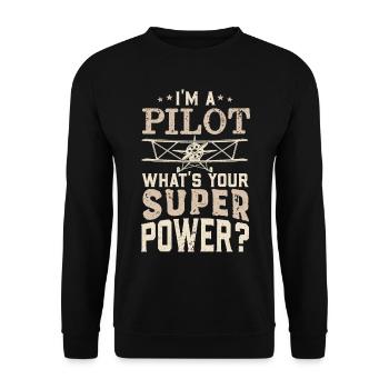 My favorite captain calls me mommy pilot mom - Unisex Sweatshirt - black - Front - Alina (178cm) & Michal (187cm)