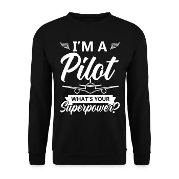 Fliegender Fluglehrer Flugzeugpilot Himmel - Unisex Pullover - Schwarz - Vorne - Alina (178cm) & Michal (187cm)