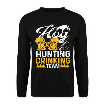 Hog Hunting Drinking Team Boar Hunter Hog Hunt - Unisex Pullover - Schwarz - Vorne - Alina (178cm) & Michal (187cm)