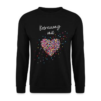 Betreuung mit Herz Herz für Pflegekräfte - Unisex Pullover - Schwarz - Vorne - Alina (178cm) & Michal (187cm)