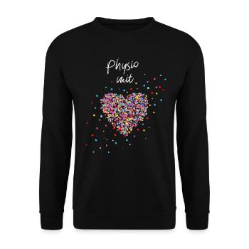 Physio-Therapie mit Herz Physiotherapeut - Unisex Pullover - Schwarz - Vorne - Alina (178cm) & Michal (187cm)