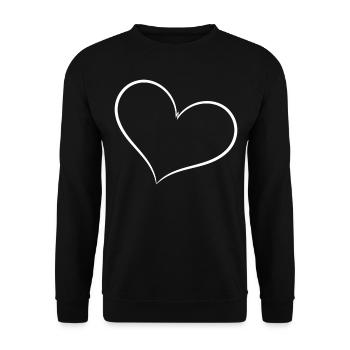 Simple Heart White - Unisex Sweatshirt - black - Front - Alina (178cm) & Michal (187cm)