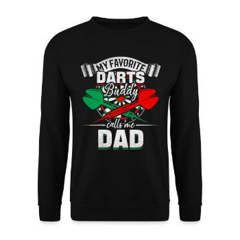 Darts Dad My favorite dart buddy calls me - Unisex Sweatshirt - black - Front - Alina (178cm) & Michal (187cm)