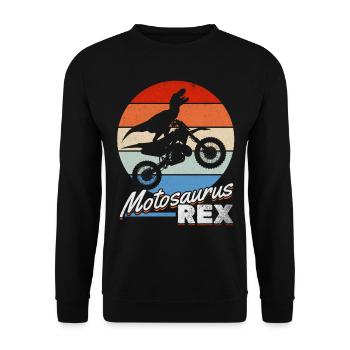 Dirtbike Dino Motocross Dinosaur MotoSaurus Rex - Unisex Sweatshirt - black - Front - Alina (178cm) & Michal (187cm)