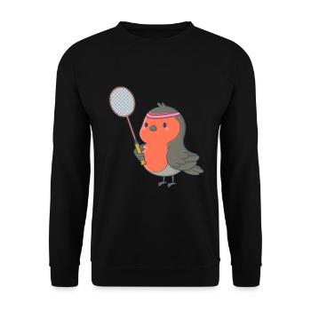 Badminton und Federball Spieler Vogel - Unisex Pullover - Schwarz - Vorne - Alina (178cm) & Michal (187cm)