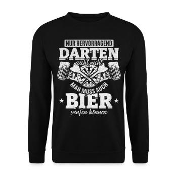 Dart Sprüche Darts Spieler Dartspieler Darten Dart - Unisex Pullover - Schwarz - Vorne - Alina (178cm) & Michal (187cm)