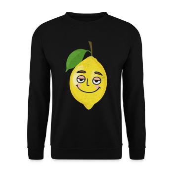 Lächelnde Zitrone Lustige Zitrone Früchte - Unisex Pullover - Schwarz - Vorne - Alina (178cm) & Michal (187cm)