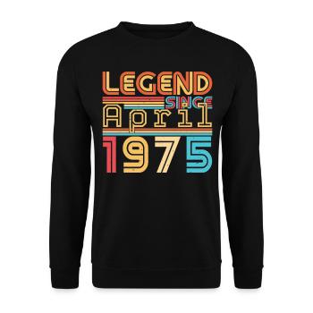 1975 April Retro - Unisex Pullover - Schwarz - Vorne - Alina (178cm) & Michal (187cm)