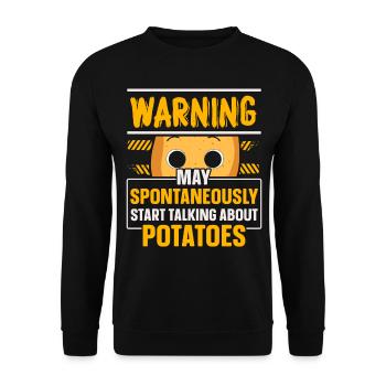 Warning can start spontaneously about potatoes - Unisex Sweatshirt - black - Front - Alina (178cm) & Michal (187cm)