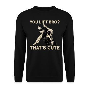 Jiu Jitsu You Lift Bro? That's - Unisex Sweatshirt - black - Front - Alina (178cm) & Michal (187cm)