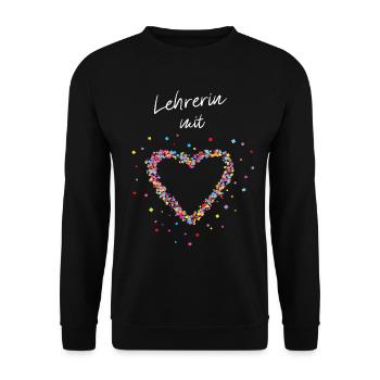 Lehrerin mit Herz Pädagogin Unterricht - Unisex Pullover - Schwarz - Vorne - Alina (178cm) & Michal (187cm)