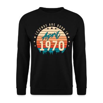 April 1970 Retro - Unisex Pullover - Schwarz - Vorne - Alina (178cm) & Michal (187cm)