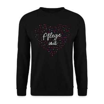 Pflegerin Mit Herz Seniorenbetreuung - Unisex Pullover - Schwarz - Vorne - Alina (178cm) & Michal (187cm)