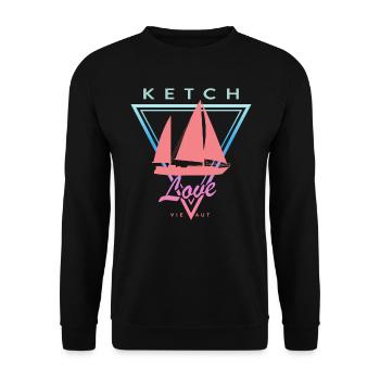 Vintage Ketch Love - Unisex Pullover - Schwarz - Vorne - Alina (178cm) & Michal (187cm)