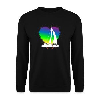 Gay Trimaran Owner - Homosexual Rainbow Flag Editi - Unisex Pullover - Schwarz - Vorne - Alina (178cm) & Michal (187cm)