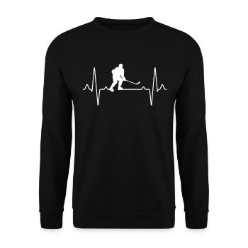 Hockey Eishockey Herzschlag - Unisex Pullover - Schwarz - Vorne - Alina (178cm) & Michal (187cm)