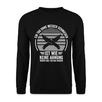 Messer Selbst Schmieden Damast Stahl Schmied - Unisex Pullover - Schwarz - Vorne - Alina (178cm) & Michal (187cm)
