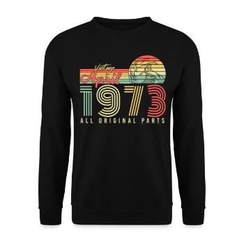April 1973 Retro - Unisex Pullover - Schwarz - Vorne - Alina (178cm) & Michal (187cm)