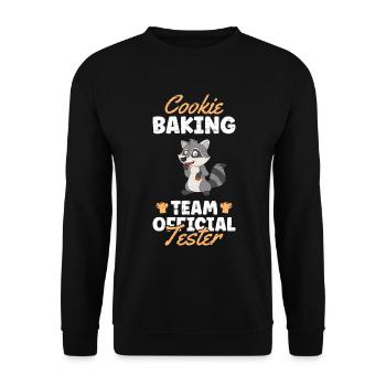 Cookie Baking Team Official Tester Raccoon - Unisex Sweatshirt - black - Front - Alina (178cm) & Michal (187cm)