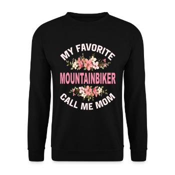 My Favorite Mountainbiker Call Me Mom - Unisex Pullover - Schwarz - Vorne - Alina (178cm) & Michal (187cm)