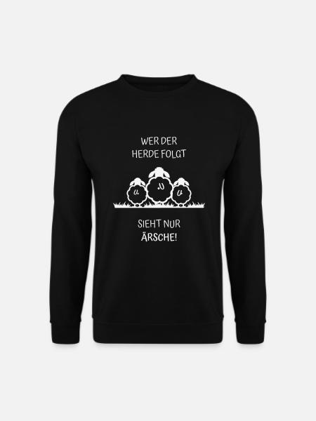 Schafe -Wer der Herde folgt sieht nur Ärsche - Unisex Pullover - Schwarz