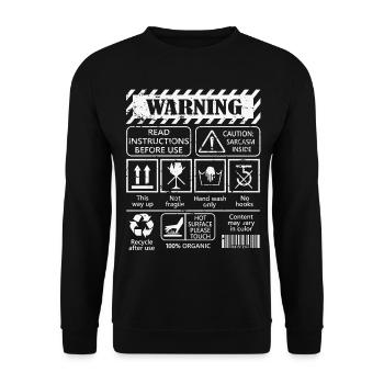 Instructions for Use - Warnings Humor and Sarcasm - Unisex Sweatshirt - black - Front - Alina (178cm) & Michal (187cm)