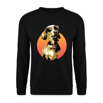 Dachshund Dog Vintage Sunglasses Retro Dog Motif - Unisex Sweatshirt - black - Front - Alina (178cm) & Michal (187cm)