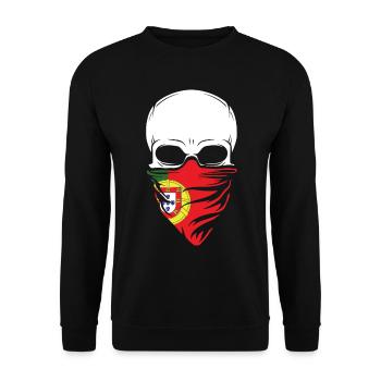 Dia De Los Muertos - Portugal Skull - Unisex Pullover - Schwarz - Vorne - Alina (178cm) & Michal (187cm)