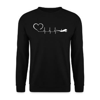 PLANE EKG HEARTBEAT - Unisex Pullover - Schwarz - Vorne - Alina (178cm) & Michal (187cm)
