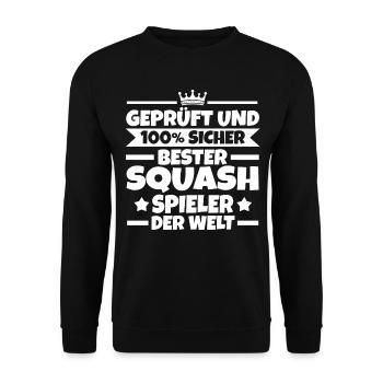 Bester Squashspieler Squash - Unisex Pullover - Schwarz - Vorne - Alina (178cm) & Michal (187cm)