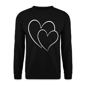 Doppel Herz Einfaches Design - Unisex Pullover - Schwarz - Vorne - Alina (178cm) & Michal (187cm)