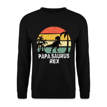 Papa Saurus Rex - Unisex Pullover - Schwarz - Vorne - Alina (178cm) & Michal (187cm)