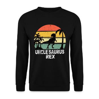 Uncle Saurus Rex - Unisex Pullover - Schwarz - Vorne - Alina (178cm) & Michal (187cm)