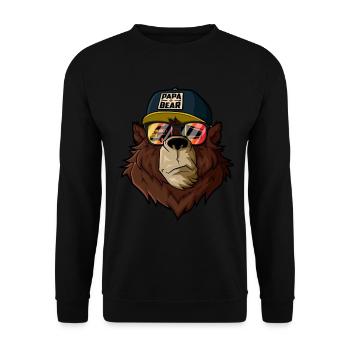 Father's Day PapaBear Papa Vintage Retro Trucker Bear - Unisex Sweatshirt - black - Front - Alina (178cm) & Michal (187cm)