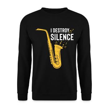Jazz Cadeau Saxophone Instrument de Musique Musique à Vent - Sweat-shirt Unisexe - noir - Devant - Alina (178cm) & Michal (187cm)